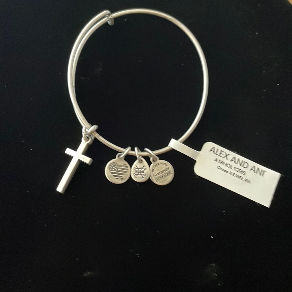 Alex and Ani Cross Charm Bangle Rafaelian Silver